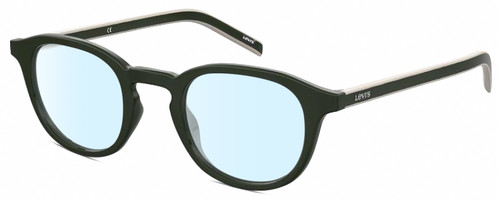 Profile View of Levi's Seasonal LV1029 Designer Blue Light Blocking Eyeglasses in Army Green Grey Unisex Panthos Full Rim Acetate 48 mm