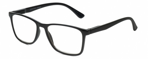 Profile View of Geoffrey Beene GBR001 Designer Reading Eye Glasses with Custom Cut Powered Lenses in Gloss Black Mens Panthos Full Rim Acetate 53 mm