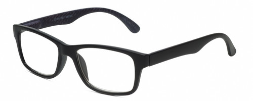 Profile View of Geoffrey Beene GBR003 Designer Single Vision Prescription Rx Eyeglasses in Matte Black Plum Purple Stripe Mens Rectangular Full Rim Acetate 52 mm