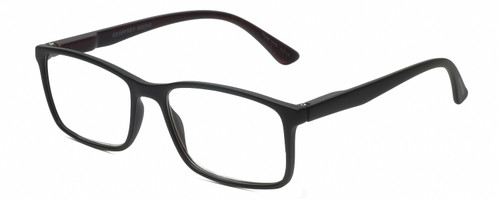 Profile View of Geoffrey Beene GBR008 Designer Progressive Lens Prescription Rx Eyeglasses in Matte Black Orange Tiger Stripe Mens Rectangular Full Rim Acetate 53 mm