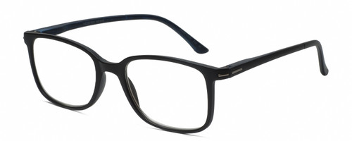 Profile View of Geoffrey Beene GBR012 Designer Bi-Focal Prescription Rx Eyeglasses in Matte Black Navy Blue Mens Oval Full Rim Acetate 53 mm