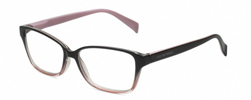 Profile View of Lulu Guinness LR80 Women Cateye Designer Reading Glasses Black Pink Crystal 53mm