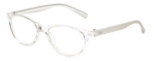 Profile View of Elle EL15579R Designer Bi-Focal Prescription Rx Eyeglasses in Crystal Clear White Ladies Oval Full Rim Acetate 51 mm