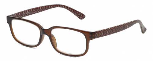 Profile View of Elle EL15581R Designer Single Vision Prescription Rx Eyeglasses in Crystal Brown White Diamond Ladies Rectangular Full Rim Acetate 52 mm