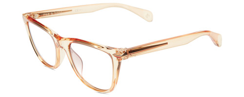 Profile View of Rag&Bone 1051 Designer Progressive Lens Prescription Rx Eyeglasses in Crystal Peach Orange Ladies Panthos Full Rim Acetate 53 mm