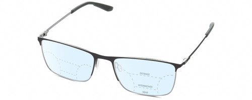 Profile View of Under Armour UA-5006/G Designer Progressive Lens Blue Light Blocking Eyeglasses in Satin Brown Gunmetal Grey Unisex Panthos Semi-Rimless Stainless Steel 57 mm