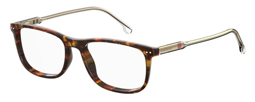 Profile View of Carrera 202 Designer Blue Light Blocking Eyeglasses in Brown Tortoise Havana Gold Clear Crystal Unisex Panthos Full Rim Acetate 55 mm