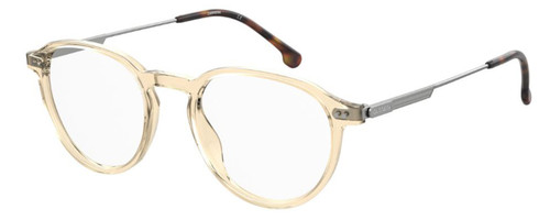 Profile View of Carrera CA-1119 Designer Blue Light Blocking Eyeglasses in Champagne Crystal Gold Silver Unisex Round Full Rim Acetate 49 mm