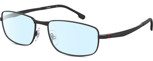 Profile View of Carrera CA-8854 Designer Blue Light Blocking Eyeglasses in Matte Black Mens Rectangle Full Rim Stainless Steel 59 mm
