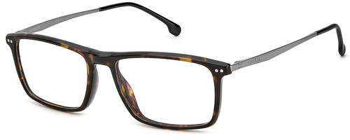 Profile View of Carrera CA-8866 Designer Reading Eye Glasses with Custom Cut Powered Lenses in Havana Tortoise Brown Silver Black Unisex Rectangle Full Rim Acetate 54 mm