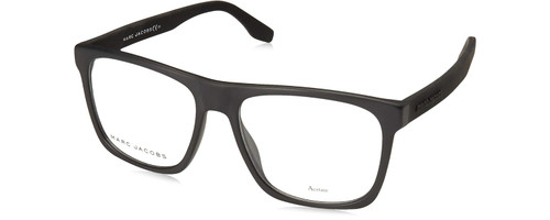Profile View of Marc Jacobs 360 Designer Progressive Lens Blue Light Blocking Eyeglasses in Matte Black Mens Square Full Rim Acetate 54 mm