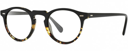 Profile View of Oliver Peoples OV5217S Gregory Peck Designer Reading Eye Glasses in Gloss Black Tokyo Tortoise Brown Unisex Panthos Full Rim Acetate 47 mm