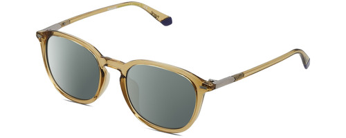 Profile View of Polaroid 2115/F/S Designer Polarized Sunglasses with Custom Cut Smoke Grey Lenses in Champagne Crystal Brown Navy Blue Unisex Panthos Full Rim Acetate 54 mm