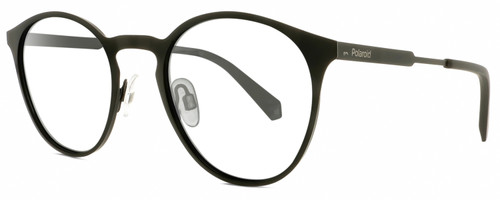 Profile View of Polaroid 4053/S Designer Single Vision Prescription Rx Eyeglasses in Matte Black Ladies Panthos Full Rim Metal 50 mm
