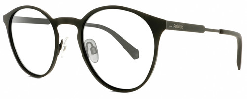 Profile View of Polaroid 4053/S Designer Blue Light Blocking Eyeglasses in Matte Black Ladies Panthos Full Rim Metal 50 mm
