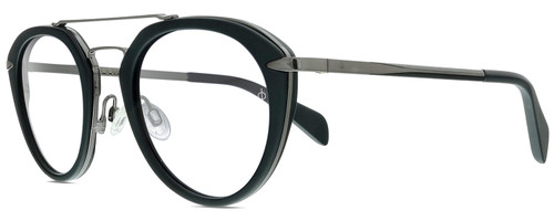 Profile View of Rag&Bone 1017 Designer Bi-Focal Prescription Rx Eyeglasses in Matte Black Gunmetal Ladies Pilot Full Rim Metal 49 mm
