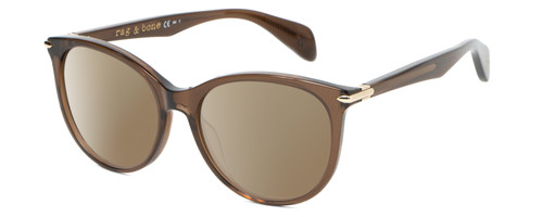 Profile View of Rag&Bone 1020 Designer Polarized Sunglasses with Custom Cut Amber Brown Lenses in Dark Brown Crystal Gold Ladies Cat Eye Full Rim Acetate 54 mm