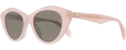 Profile View of Rag&Bone 1028 Womens Cat Eye Designer Sunglasses in Crystal Pink/Dark Grey 49 mm