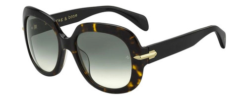 Profile View of Rag&Bone 1030 Womens Round Sunglasses Havana Tortoise Black Gold/Grey Green 55mm