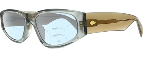 Profile View of Rag&Bone 1047 Designer Progressive Lens Blue Light Blocking Eyeglasses in Crystal Grey Beige Brown Ladies Oval Full Rim Acetate 55 mm