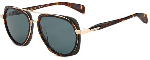 Profile View of Rag&Bone 5035 Unisex Aviator Sunglasses in Gold Havana Tortoise Brown/Green 55mm