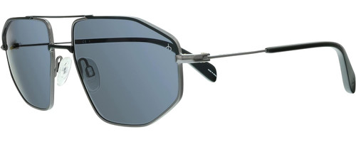 Profile View of Rag&Bone 5036 Mens Aviator Designer Sunglasses Black Ruthenium Silver/Grey 57 mm