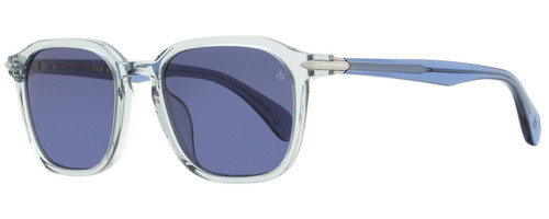 Profile View of Rag&Bone 5034 Parker Unisex Square Designer Sunglasses in Crystal/Gray Blue 52mm