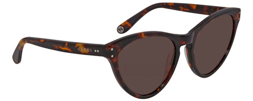 Profile View of GUCCI GG0569S-002 Womens Cat Eye Sunglasses in Tortoise Havana Auburn/Brown 54mm