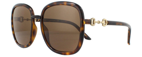 Profile View of GUCCI GG0893S-002 Women's Designer Sunglasses in Havana Tortoise Gold/Brown 57mm