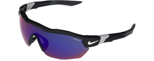 Profile View of NIKE ShowX3-ELT-LE-DJ5560-014 Men Sunglasses Black White Grey/Purple Mirror 61mm