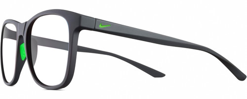 Profile View of NIKE Passage-EV1199-013 Designer Reading Eye Glasses with Custom Cut Powered Lenses in Matte Anthracite Grey Green Unisex Rectangular Full Rim Acetate 55 mm
