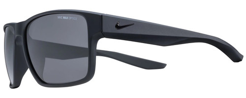 Profile View of NIKE Essent-Venture-002 Unisex Square Designer Sunglasses Matte Black/Grey 59 mm