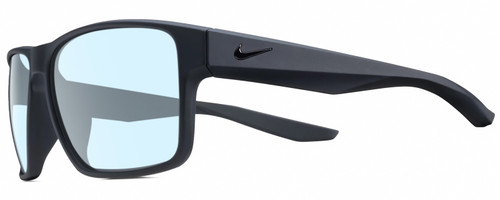 Profile View of NIKE Essent-Venture-002 Designer Blue Light Blocking Eyeglasses in Matte Black Unisex Square Full Rim Acetate 59 mm