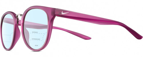 Profile View of NIKE Revere-EV1156-660 Designer Progressive Lens Blue Light Blocking Eyeglasses in Matte True Berry Violet Purple Gradient Gunmetal Ladies Panthos Full Rim Acetate 51 mm