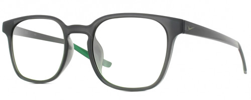 Profile View of NIKE Session-080 Designer Blue Light Blocking Eyeglasses in Oil Grey Crystal Pine Green Unisex Panthos Full Rim Acetate 51 mm