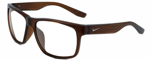 Profile View of NIKE Cruiser-EV0834-220 Designer Single Vision Prescription Rx Eyeglasses in Gloss Oak Brown Crystal Silver Unisex Rectangular Full Rim Acetate 59 mm