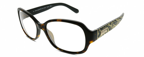 Profile View of Kate Spade AKIRA Designer Reading Eye Glasses with Custom Cut Powered Lenses in Gloss Brown Tortoise Havana Black Beige Gold Ladies Square Full Rim Acetate 54 mm