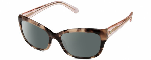 Profile View of Kate Spade JOHANNA Designer Polarized Sunglasses with Custom Cut Smoke Grey Lenses in Gloss Rose Brown Tortoise Havana Pink Crystal Ladies Cat Eye Full Rim Acetate 53 mm