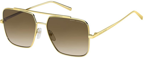 Profile View of Marc Jacobs 486/S Unisex Pentagonal Designer Sunglasses in Gold/Amber Brown 56mm