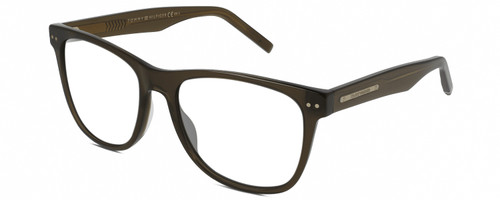 Profile View of Tommy Hilfiger TH 1712/S Designer Bi-Focal Prescription Rx Eyeglasses in Dark Brown Crystal Unisex Square Full Rim Acetate 54 mm