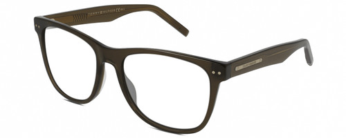 Profile View of Tommy Hilfiger TH 1712/S Designer Progressive Lens Prescription Rx Eyeglasses in Dark Brown Crystal Unisex Square Full Rim Acetate 54 mm