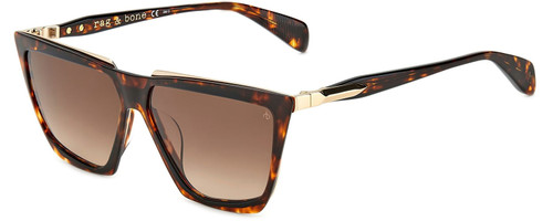 Profile View of Rag&Bone RNB1049/G/S Womens Sunglasses Tortoise Havana Black/Brown Gradient 59mm