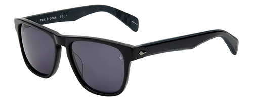 Profile View of Rag&Bone RNB5031/G/S Unisex Square Designer Sunglasses in Black/Smoke Grey 56 mm
