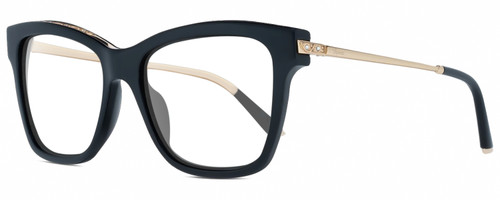 Profile View of Chopard SCH272S Designer Single Vision Prescription Rx Eyeglasses in Gloss Black Gold Silver Gemstone Accents Ladies Cat Eye Full Rim Acetate 51 mm