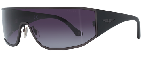Profile View of Police SPL892 Unisex Rimless Sunglasses Black Gunmetal/Smoke Grey Gradient 99 mm