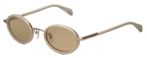 Profile View of Police SPLA21 Womens Sunglasses in Cream White Glitter Gold/Champagne Brown 47mm