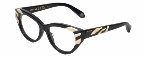 Profile View of Roberto Cavalli VRC024V-700Y Cat Eye Designer Reading Glasses Black & White 53mm