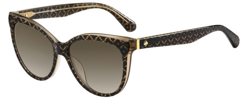 Profile View of Kate Spade DAESHA/S 305 Cat Eye Sunglasses Brown Crystal Black Floral/Mocha 56mm