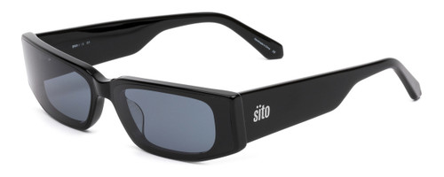 Profile View of SITO SHADES Endless Unisex Rectangular Sunglasses Black/Universe Grey Blue 65 mm