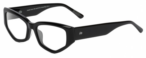 Profile View of SITO SHADES Diamond Designer Blue Light Blocking Eyeglasses in Gloss Black Unisex Rectangular Full Rim Acetate 55 mm